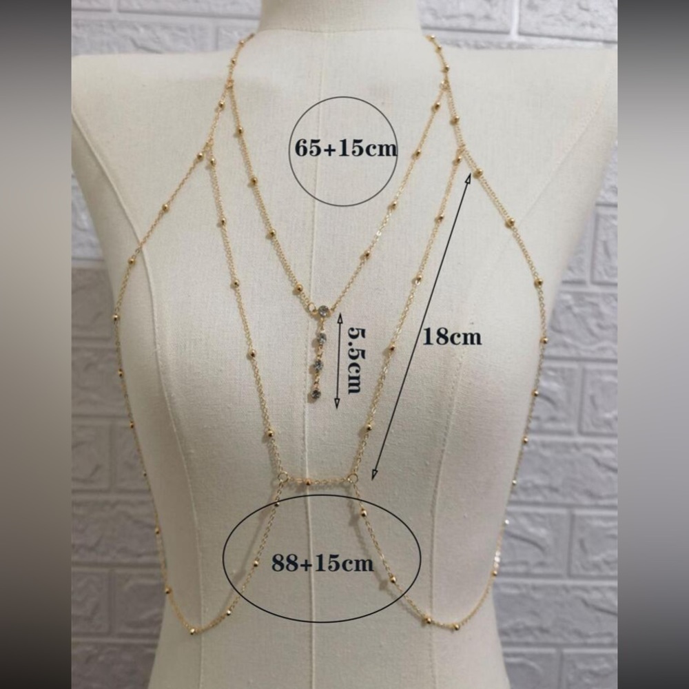 1pc Exquisite Rhinestone & Bead Decor Body Chain For Women For Spring - Picture 10 of 15